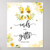 Poster Cartes d'aquarelle d'abeille et signe cadeau (Devant)