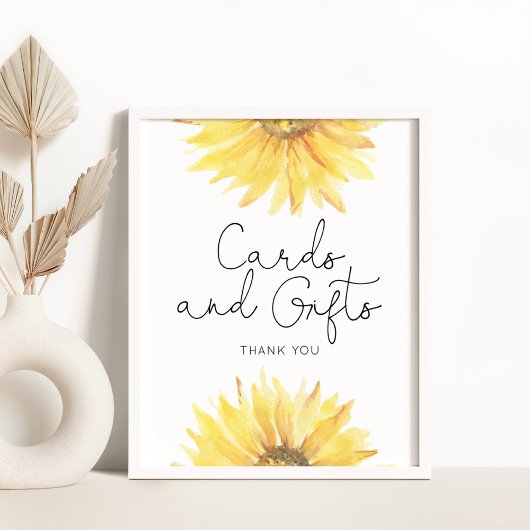 Poster Cartes d'aquarelle de tournesol d'aquarelle et cad