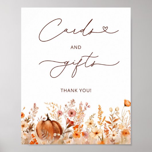 Poster Cartes d'automne et cadeaux Rustic Little Citrouil (Devant)