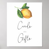 Poster Cartes de baby shower citron et cadeaux (Devant)