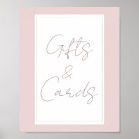 Cartes de cadeaux de mariage modernes rose huître