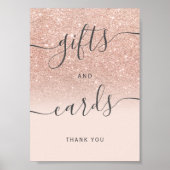 Poster Cartes de cadeaux de mariage rose gold ombré blush (Devant)