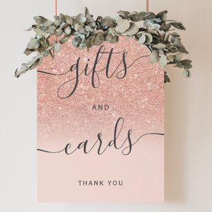 Poster Cartes de cadeaux de mariage rose gold ombre blush