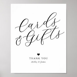Poster Cartes de calligraphie élégantes simples et cadeau