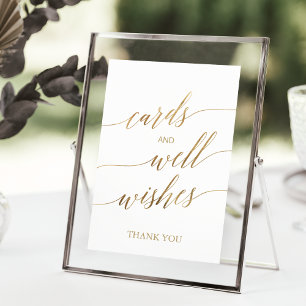 Poster Cartes de calligraphie or élégantes et voeux
