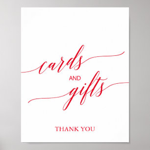 Poster Cartes de calligraphie rouges élégantes et panneau