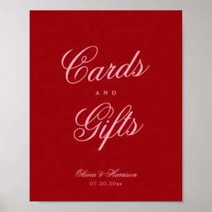 Poster Cartes de caractères gras rose rouge Cadeaux Panne