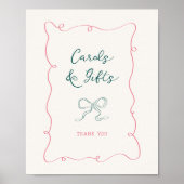 Poster Cartes de Fête des mariées à cadre rose vert (Devant)