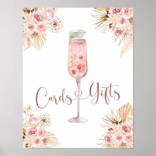Poster Cartes de Fête des mariées Soiree Rose Boho Rose C (Devant)