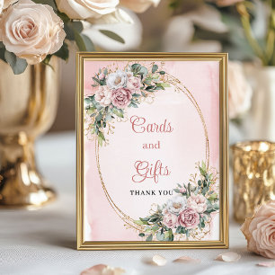 Poster Cartes de fleurs en or rose pour cadeaux de baby s