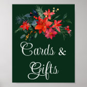 Poster Cartes de mariage de Noël florales vertes élégante (Devant)