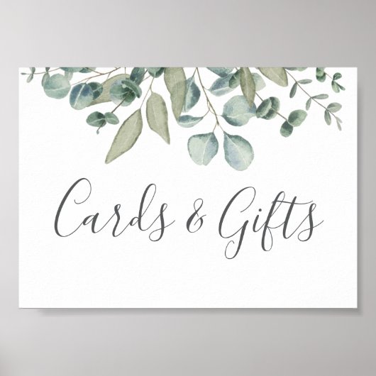 Poster Cartes de mariage et cadeau à verdure d'eucalyptus (Devant)