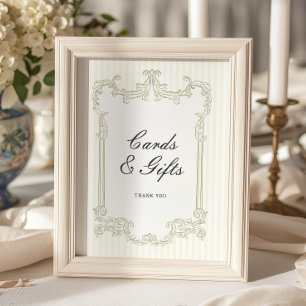 Poster Cartes de mariage et cadeaux à cadre orné de vert 