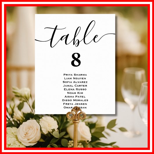 Poster Cartes de plan de table de mariage minimal moderne