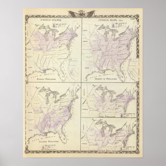 Poster Cartes de recensement des États-Unis de 1870 (Devant)