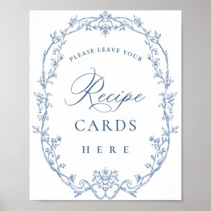 Poster Cartes de recette couleur bleu bleu bleu orné vict