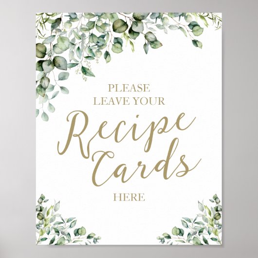 Poster Cartes de recette de douche de mariée de verdure d (Devant)