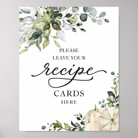 Poster Cartes de recette de mariage automnal avec citroui (Devant)