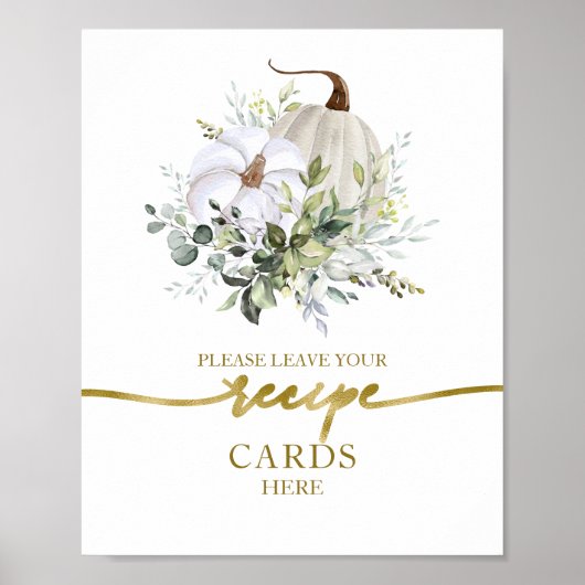 Poster Cartes de recette de mariage automnal avec citroui (Devant)