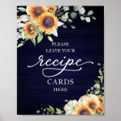 Poster Cartes de recette de mariage de tournesols Sign (Devant)