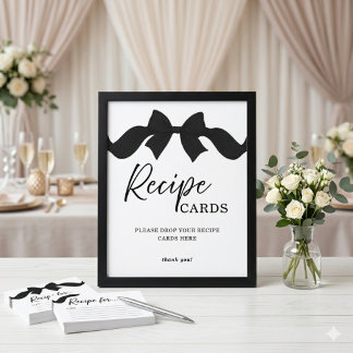Poster Cartes de recette simples à nœud noir Panneau de S