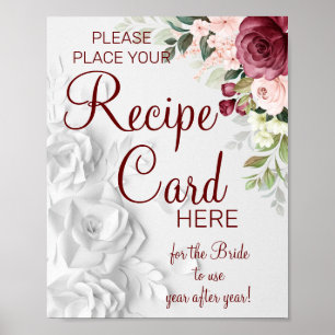 Poster Cartes de recettes à l'aquarelle pancarte de jeu p