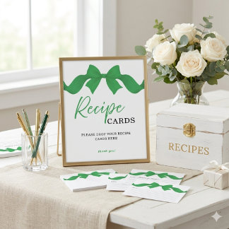 Poster Cartes de recettes à l'arc vert élégant Panneau de