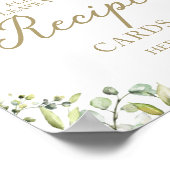 Poster Cartes de recettes de Baby Shower avec feuillage (Coin)
