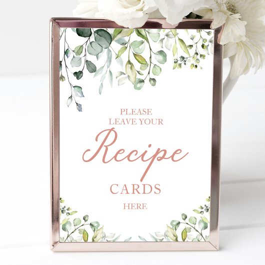 Poster Cartes de recettes de Baby Shower avec feuillage m