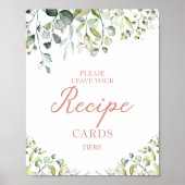 Poster Cartes de recettes de Baby Shower avec feuillage m (Devant)