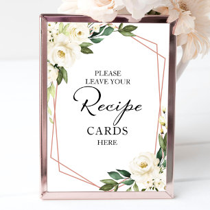 Poster Cartes de recettes de douche de mariée géométrique
