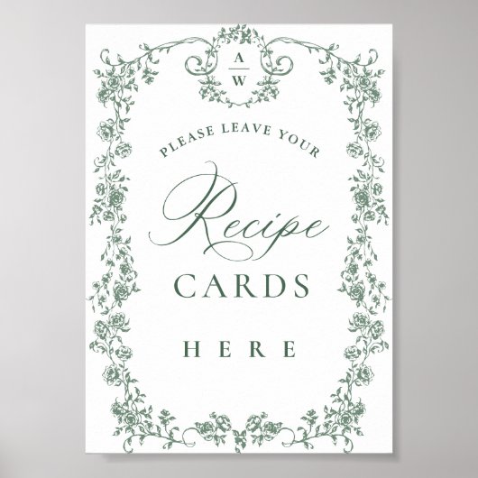 Poster Cartes de recettes de fleurs vertes de Grace orang (Devant)