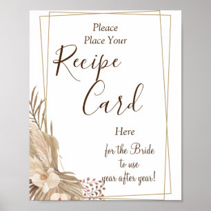 Poster Cartes de recettes de gazon de Pampa panneau de je