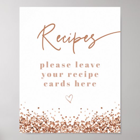 Poster Cartes de recettes de mariage avec sequins en or r (Devant)