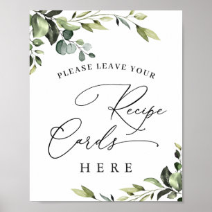 Poster Cartes de recettes élégantes d'eucalyptus pour la