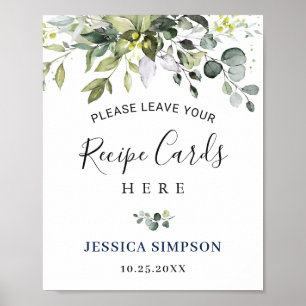 Poster Cartes de recettes élégantes d'eucalyptus pour une