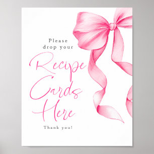 Poster Cartes de recettes Nœud rose blush Mariage Signe