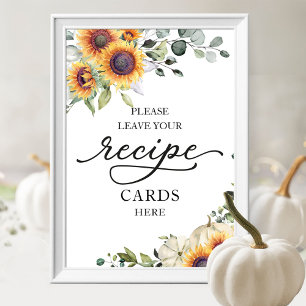 Poster Cartes de recettes pour la fête de douche de marié