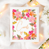 Poster Cartes de script fleurs orange gras douche nuptial