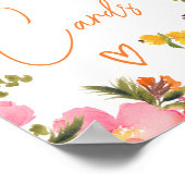 Poster Cartes de script fleurs orange gras douche nuptial (Coin)