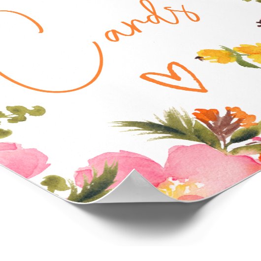 Poster Cartes de script fleurs orange gras douche nuptial (Coin)