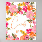 Poster Cartes de script fleurs orange gras douche nuptial (Devant)