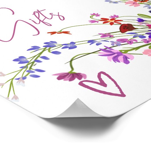 Poster Cartes de script fleurs sauvages cadeaux douche nu (Coin)