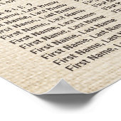 Poster Cartes de sièges de Mariage Floral Rustique en den (Coin)