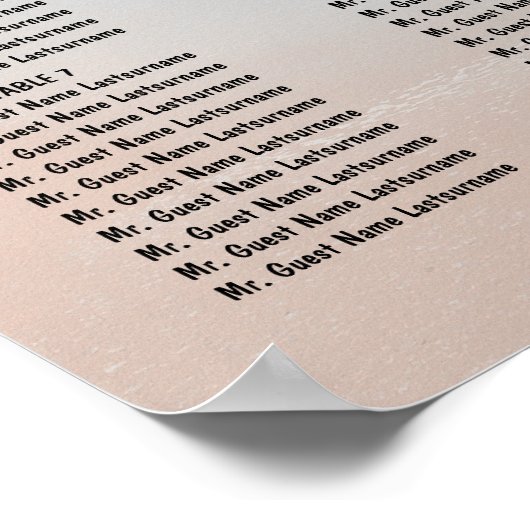 Poster Cartes de sièges de mariage sur la plage (Coin)