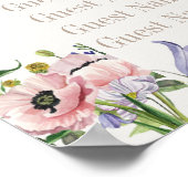 Poster Cartes de sièges fleuris mauve et crème (Coin)