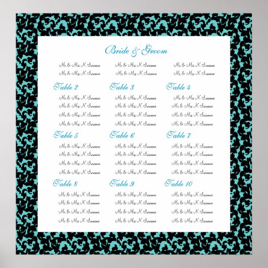 Poster Cartes de sièges mariage damassé (Devant)