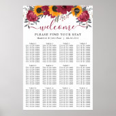 Poster Cartes de sièges Mariage de fleurs de tournesol en (Devant)