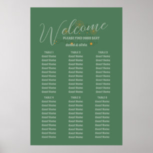 Poster Cartes de sièges Mariages minimaux Vosvos vertes