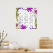 Poster Cartes de sièges mariages violet rose (Cuisine)